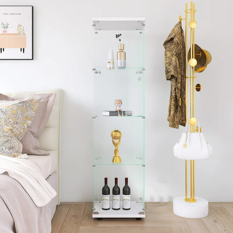 Glass Display Cabinet 4 Shelves with Door