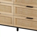 6-Drawer Rattan Storage Dresser - 59.06"L x 15.75"W x 29.53"H