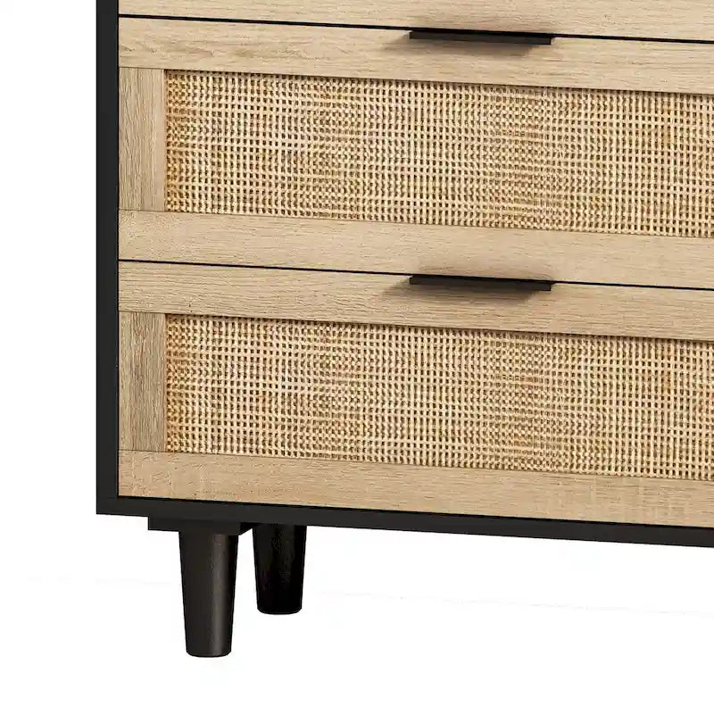 6-Drawer Rattan Storage Dresser - 59.06"L x 15.75"W x 29.53"H