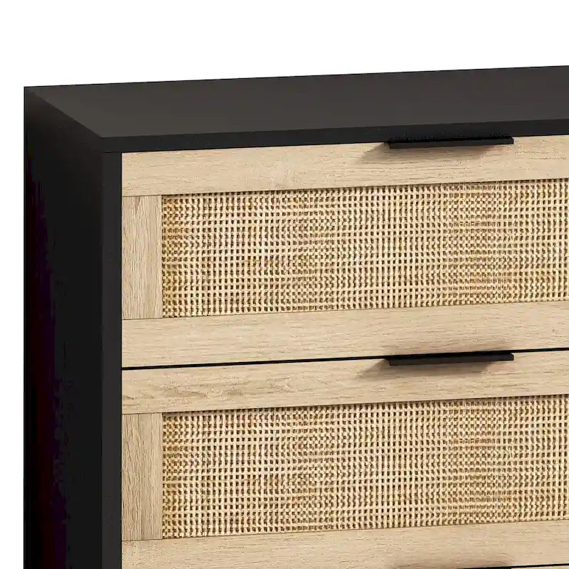 6-Drawer Rattan Storage Dresser - 59.06"L x 15.75"W x 29.53"H