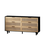 6-Drawer Rattan Storage Dresser - 59.06"L x 15.75"W x 29.53"H