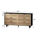 6-Drawer Rattan Storage Dresser - 59.06"L x 15.75"W x 29.53"H