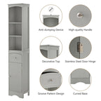 Tall Bathroom Cabinet Freestanding Storage Cabinet with Drawer - 13.4L x 9.1W x 66.9H