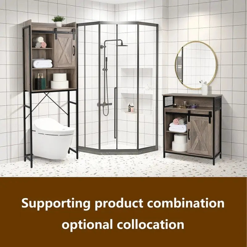 Three-Layer Retro Style MDF Bathroom Cabinet