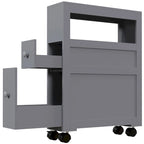 Wood Rolling Narrow Bathroom Side Storage Cabinet