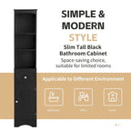 Tall Bathroom Cabinet, Freestanding Storage Cabinet with Drawer, MDF Board, Adjustable Shelf, Black