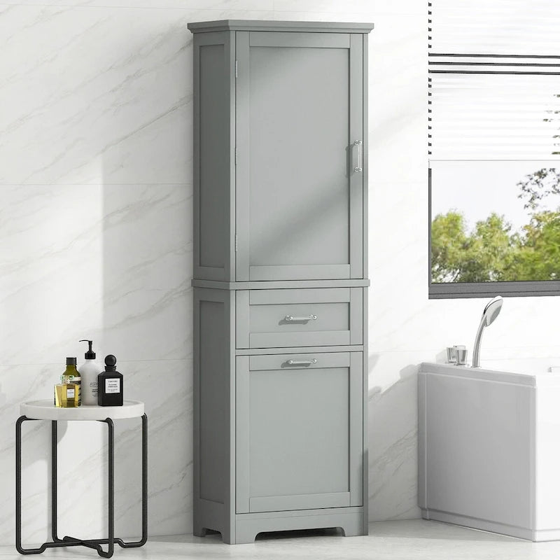 68 in. Tall Freestanding Bathroom Storage Cabinet with 2 Drawers and Adjustable Shelf
