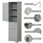 68 in. Tall Freestanding Bathroom Storage Cabinet with 2 Drawers and Adjustable Shelf