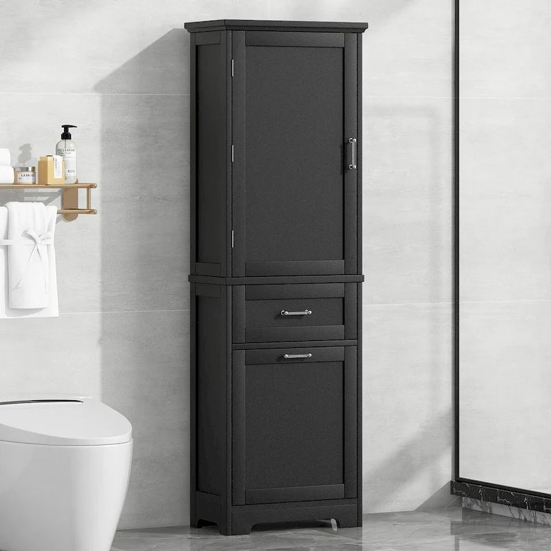 68 in. Tall Freestanding Bathroom Storage Cabinet with 2 Drawers and Adjustable Shelf