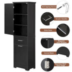 68 in. Tall Freestanding Bathroom Storage Cabinet with 2 Drawers and Adjustable Shelf