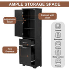 68 in. Tall Freestanding Bathroom Storage Cabinet with 2 Drawers and Adjustable Shelf