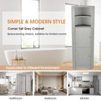 61 H Bathroom Cabinet,Narrow Toilet Organizer Side Corner Storage Tall Corner Cabinet