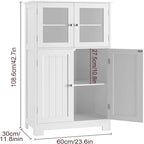 Storage Cabinet with Adjustable Shelves Glass Doors - 11.8D x 23.6W x 42.7H