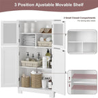 Storage Cabinet with Adjustable Shelves Glass Doors - 11.8D x 23.6W x 42.7H
