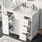36 Inch Bathroom Vanity Cabinet with Resin Sink and Adjustable Shelves