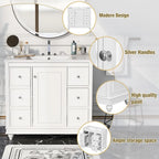 36 Inch Bathroom Vanity Cabinet with Resin Sink and Adjustable Shelves