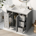 36 Inch Bathroom Vanity Cabinet with Resin Sink and Adjustable Shelves