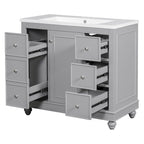 36 Inch Bathroom Vanity Cabinet with Resin Sink and Adjustable Shelves