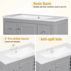36 Inch Bathroom Vanity Cabinet with Resin Sink and Adjustable Shelves