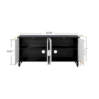 Black and White Sideboard with Carved Door Panels and Adjustable Shelves