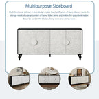 Black and White Sideboard with Carved Door Panels and Adjustable Shelves