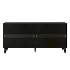 Black and White Sideboard with Carved Door Panels and Adjustable Shelves
