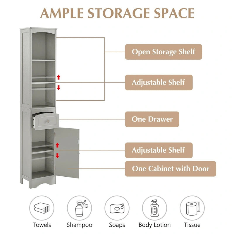 Freestanding Storage Cabinet with Drawer
