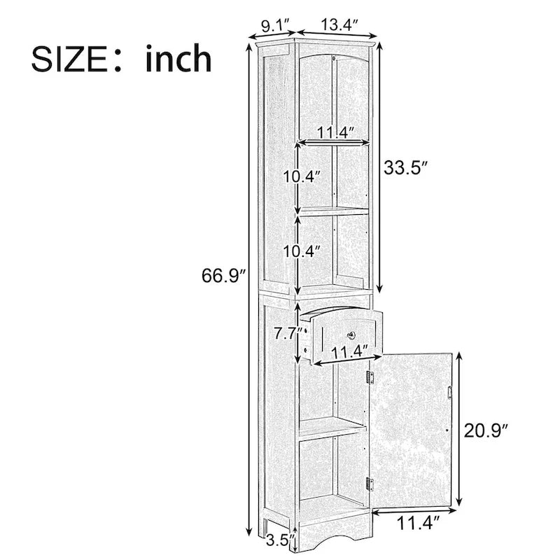 Freestanding Storage Cabinet with Drawer