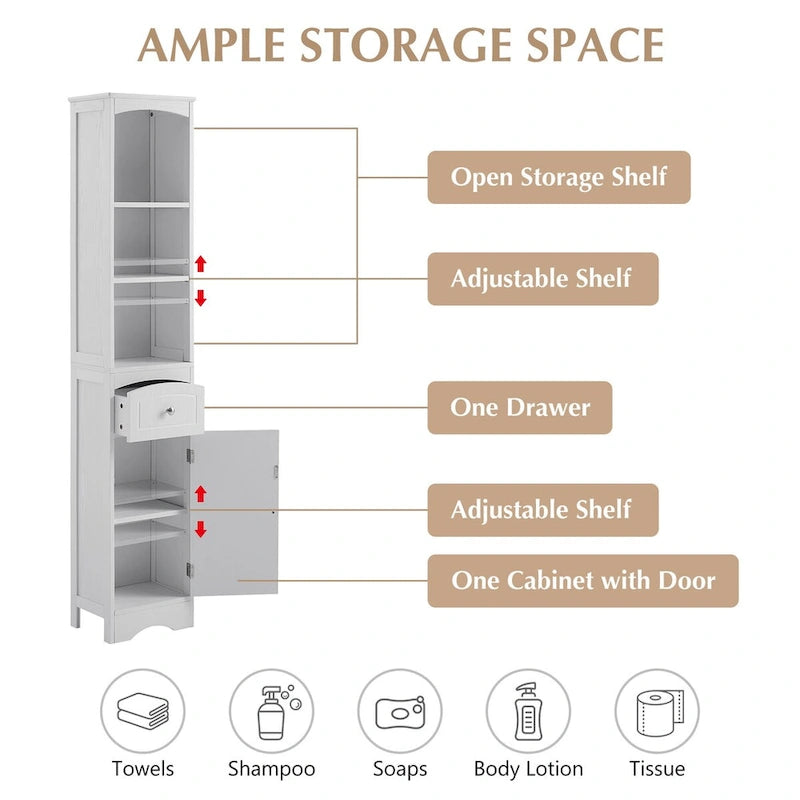 Freestanding Storage Cabinet with Drawer
